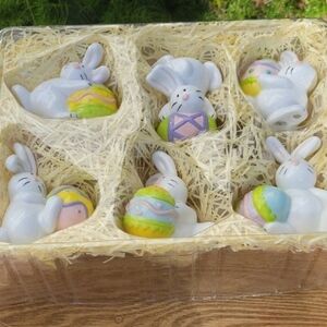 Set of 6 Porcelain Tumbling Easter Bunnies